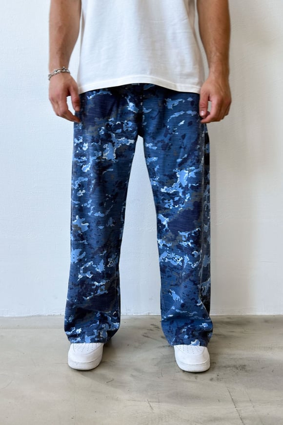 Camo Mavi Baggy Pantolon