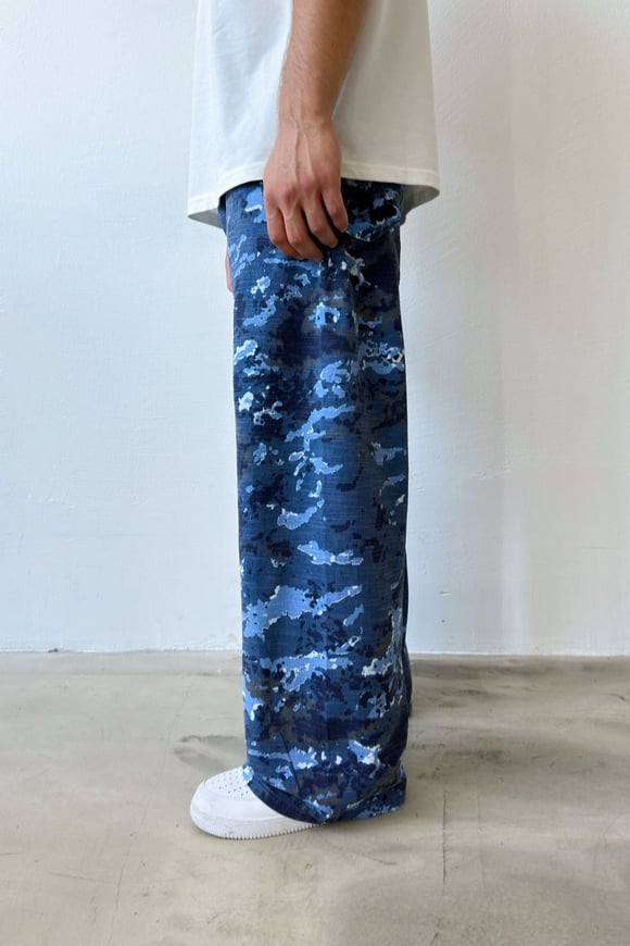 Camo Mavi Baggy Pantolon