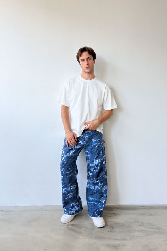 Camo Mavi Baggy Pantolon