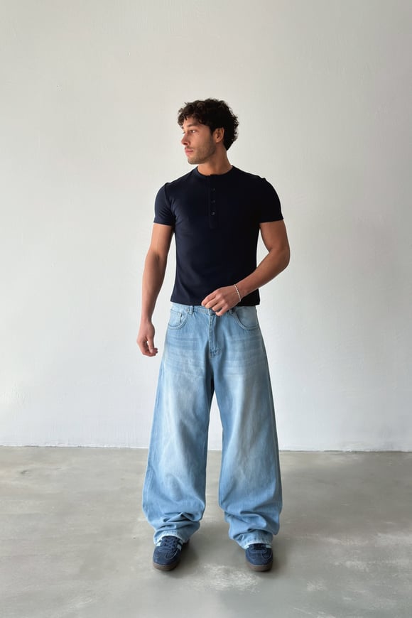 Düğmeli Basic Tişört