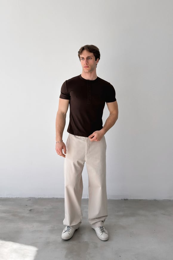 Düğmeli Basic Tişört