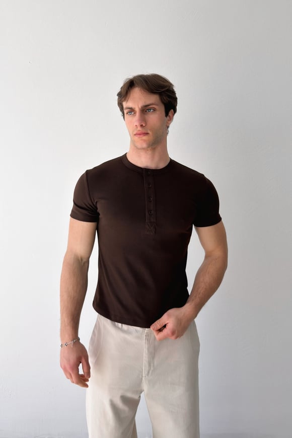 Düğmeli Basic Tişört