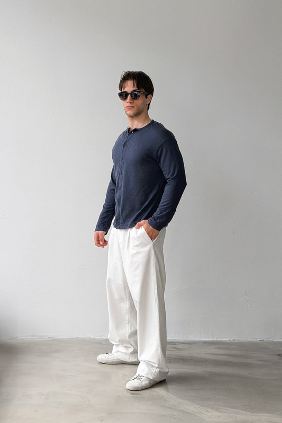 Düğmeli Oversize İnce Hırka
