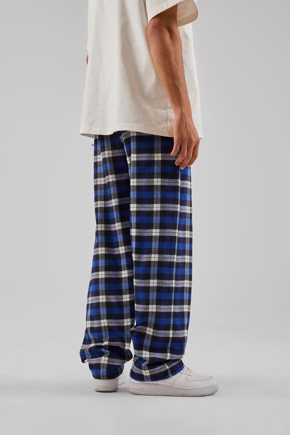 Ekose Desen Bel Lastikli Saks Mavisi Pijama