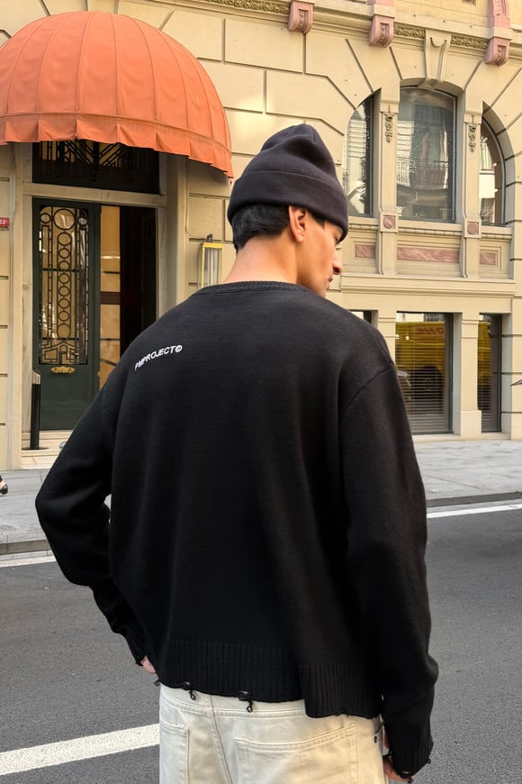 Erosion Black Boxy Fit Knit