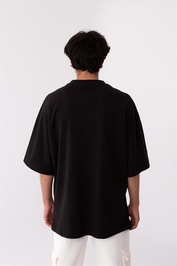 Flaw Atelier Rib Collar Black Oversize Basic Tee
