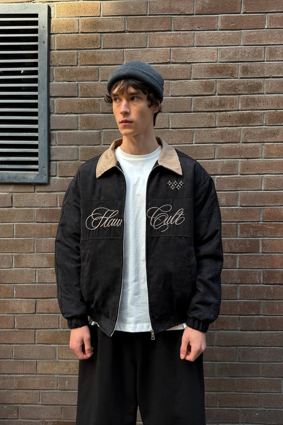Flaw Cult Suede Bomber Jacket