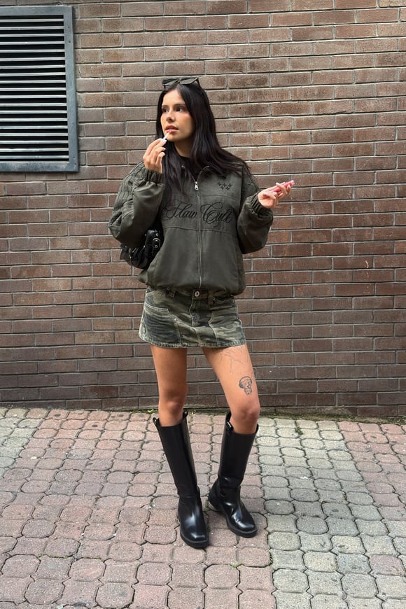 Flaw Cult Suede Bomber Jacket
