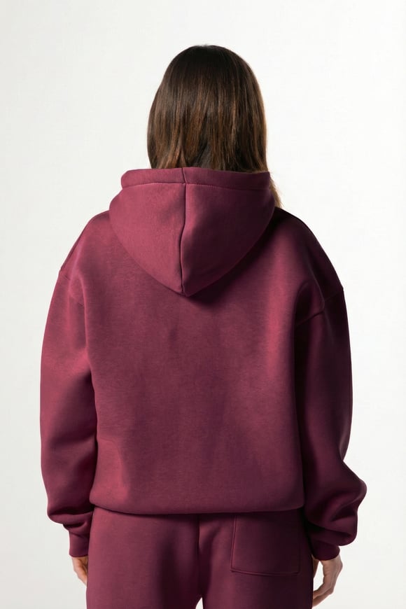 Flaw Nakışlı Bordo Zip Hoodie