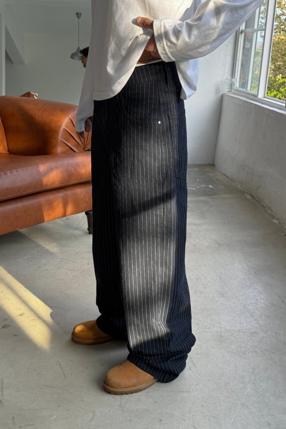 Raw Series Striped Baggy Jeans