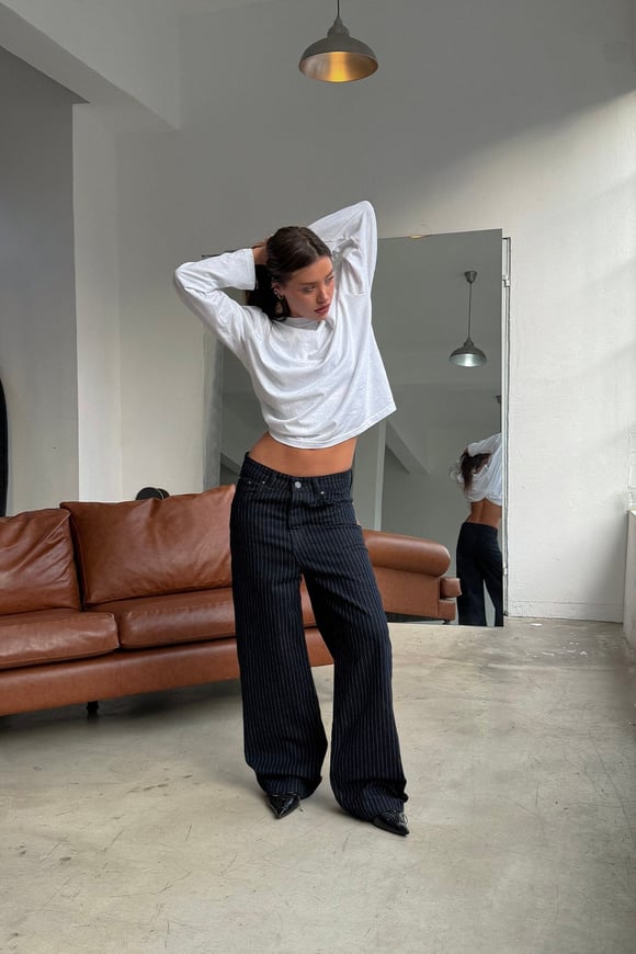 Raw Series Striped Baggy Jeans