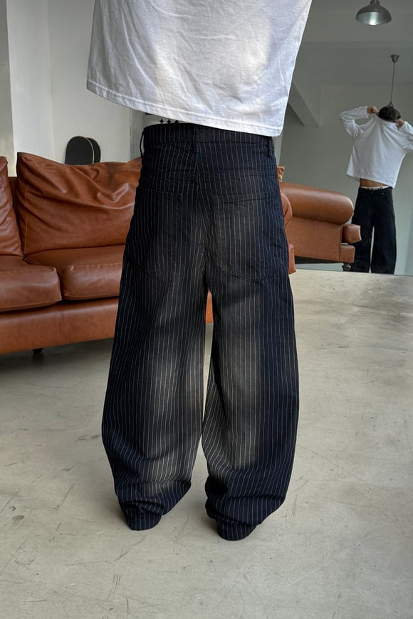 Raw Series Striped Baggy Jeans