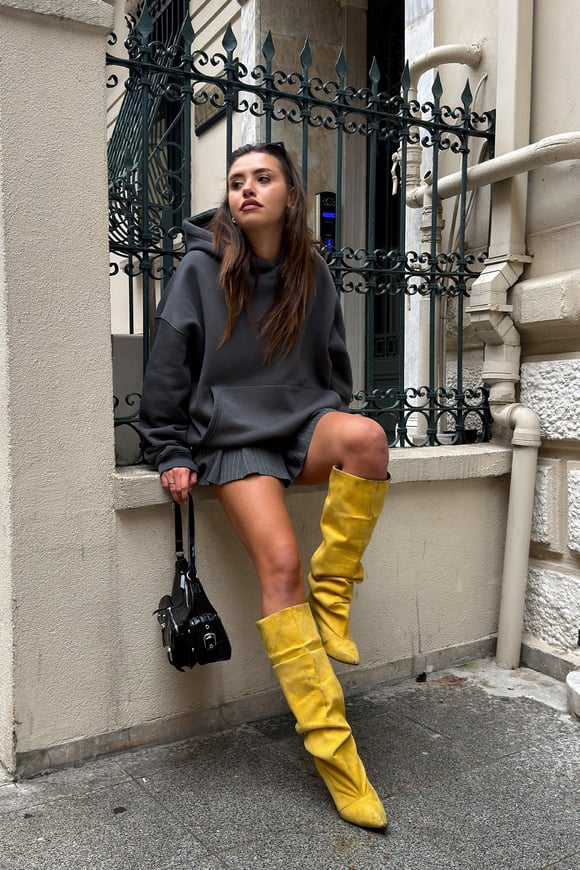 FW Star Cool Puff Boxy Fit Hard Coal Hoodie
