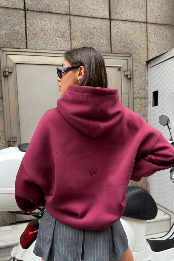 FW Star Cool Puff Boxy Fit Burgundy Hoodie