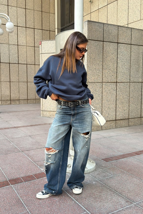 FW Star Cool Puff Boxy Fit Navy Blue Sweat