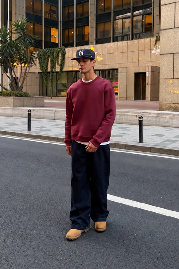 FW Star Cool Puff Burgundy Relax Fit Sweat