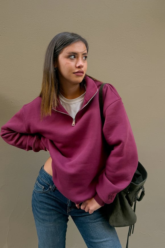 FW Cool Puff Relax Fit Burgundy Half Zip Sweat