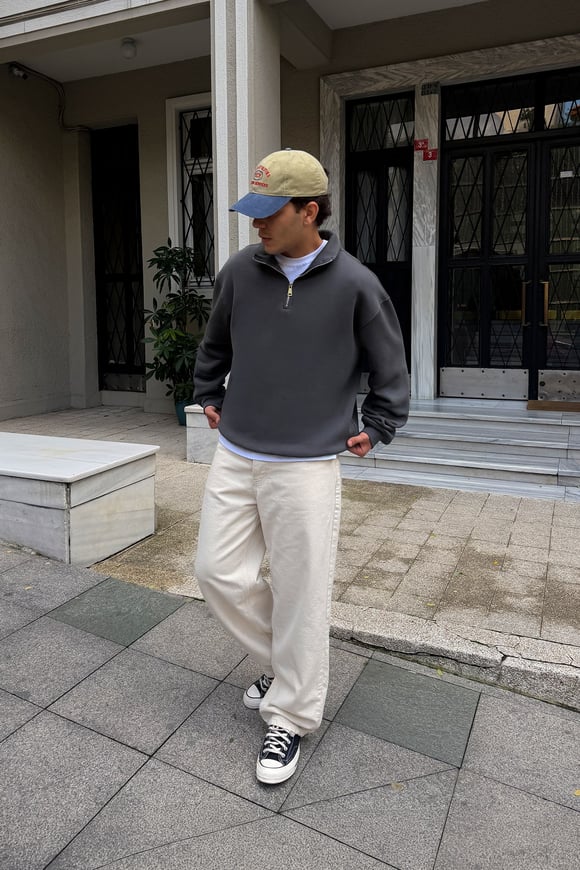 FW Cool Puff Relax Fit Smoked Half Zip Sweat