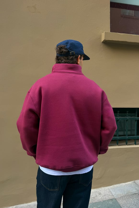 FW Cool Puff Relax Fit Burgundy Half Zip Sweat