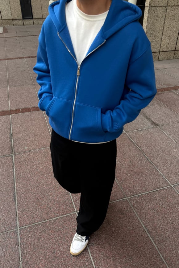 FW Cool Puff Relax Fit Saxe Blue Zip Hoodie