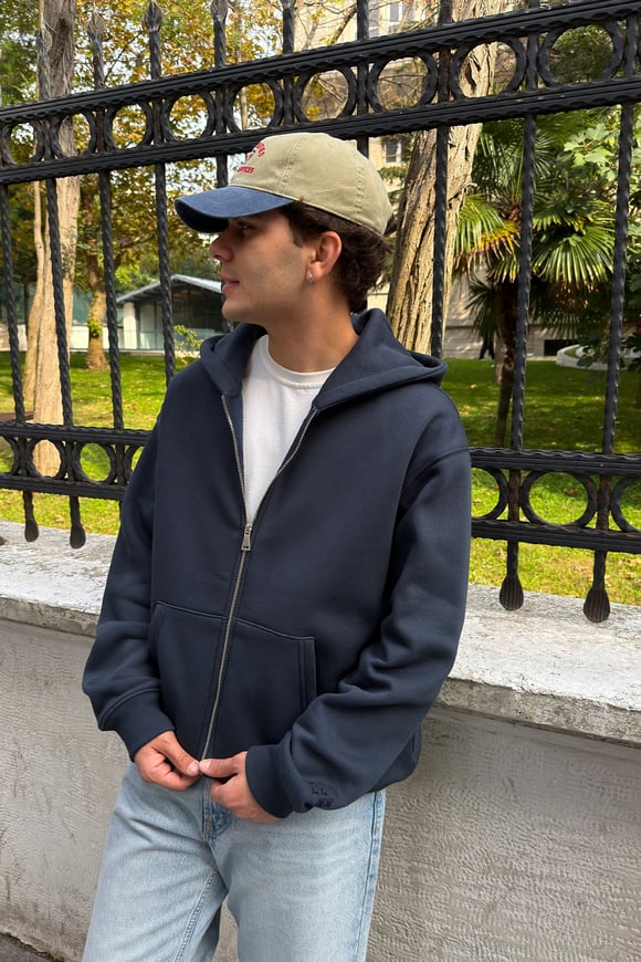 FW Cool Puff Relax Fit Navy Blue Zip Hoodie