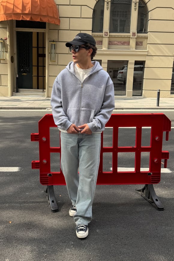 FW Cool Puff Relax Fit Gray Zip Hoodie