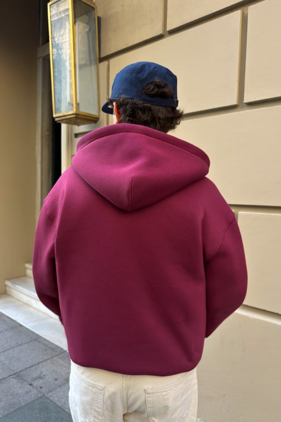 FW Cool Puff Relax Fit Burgundy Zip Hoodie