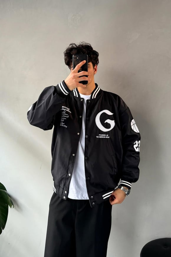 Gns Nakışlı Oversize Kolej Ceket