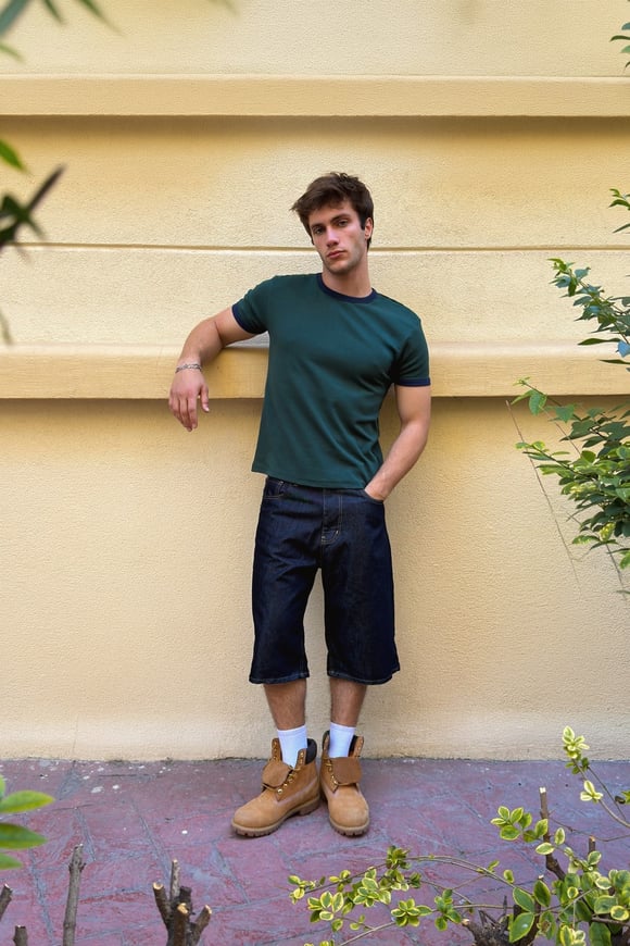 Green Navy Blue Ringer Tee