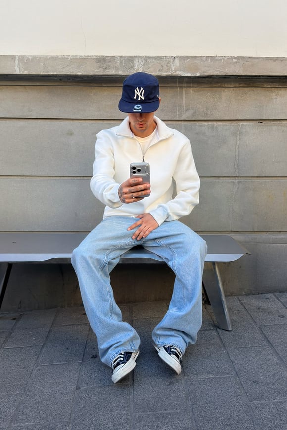 White Half Zip Sweat