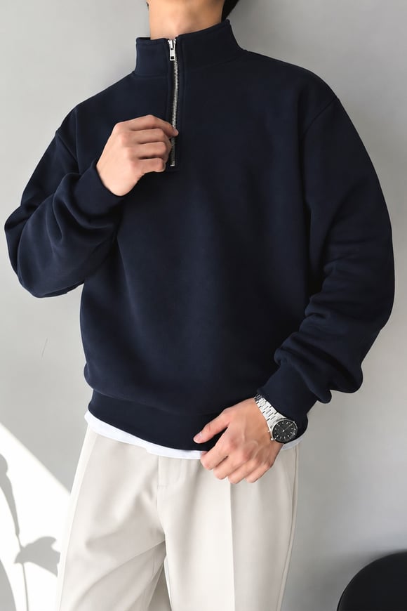 Half Zip Oversize Polo Yaka Sweatshirt