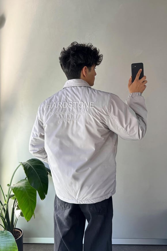 Hardstone Nakışlı Oversize Ceket Gri