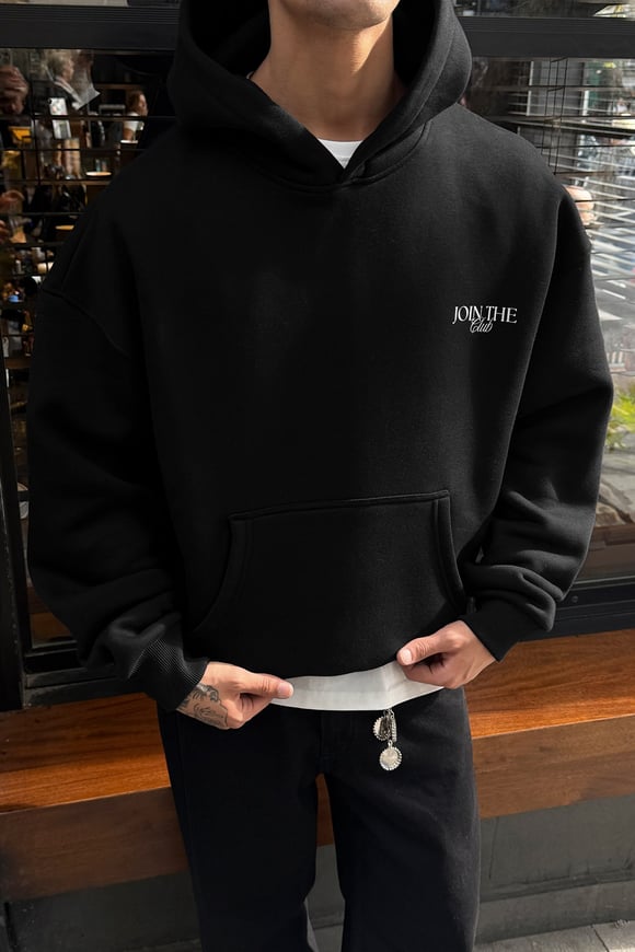 Black Printed Hoodie
