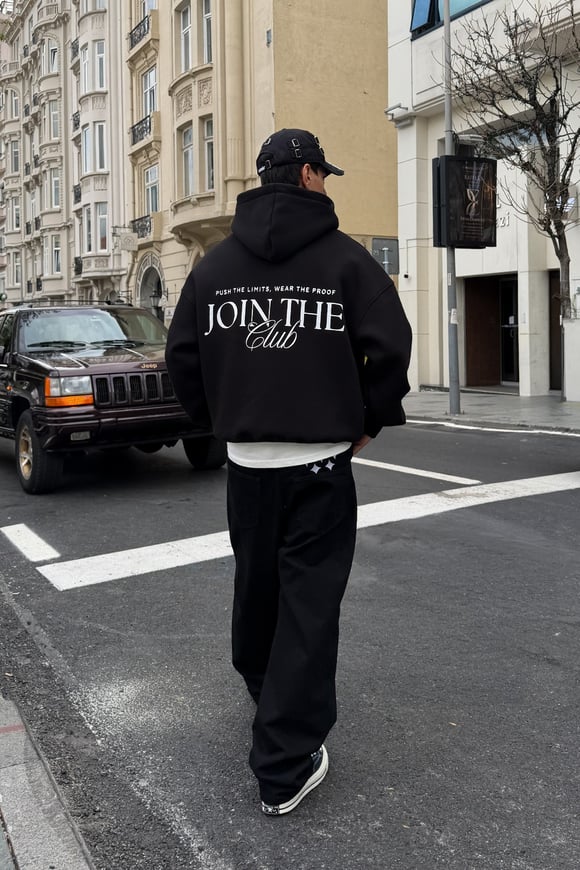 Black Printed Hoodie