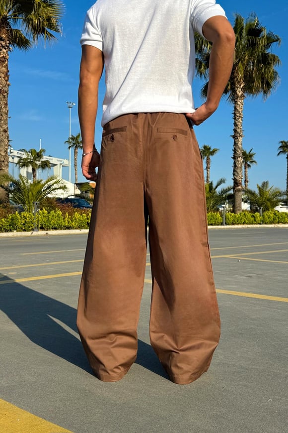 Kemerli Kahverengi Ekstra Baggy Pantolon