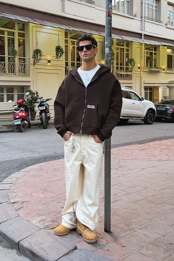 Cipher Brown Zip-Up Hoodie