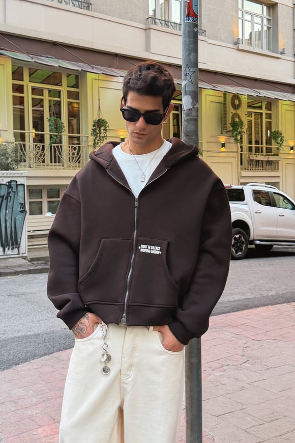 Cipher Brown Zip-Up Hoodie
