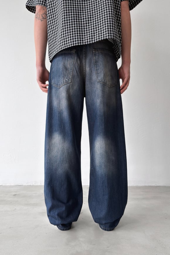 Lazer Soldurma Efektli Baggy Jean