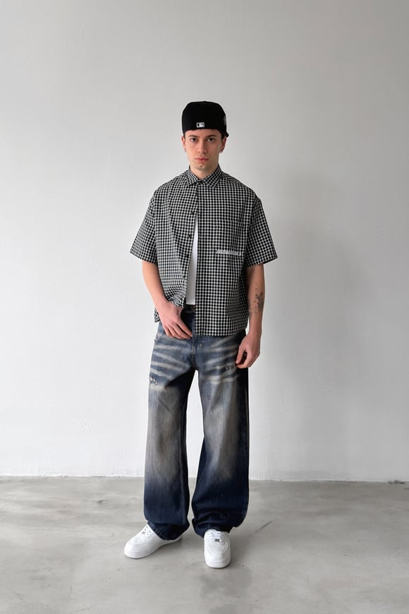 Lazer Soldurma Efektli Baggy Jean