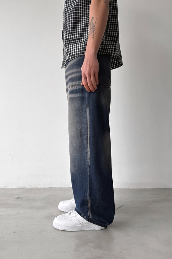 Lazer Soldurma Efektli Baggy Jean