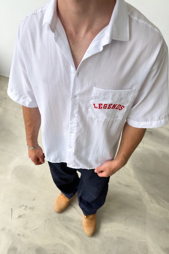 Legends Baskılı Oversize Kısa Kol Gömlek