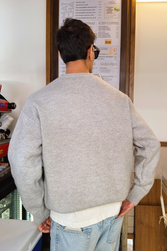 Light Grey Boxy Fit Crewneck Sweater