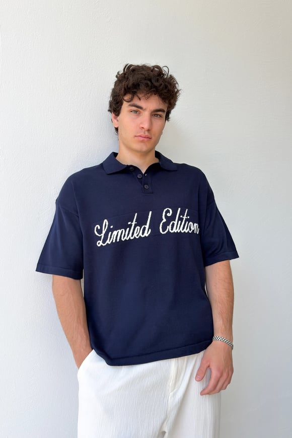 Limited Edition Baskılı Triko Polo Yaka Tişört