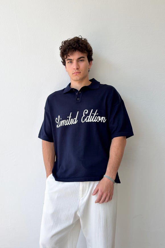 Limited Edition Baskılı Triko Polo Yaka Tişört