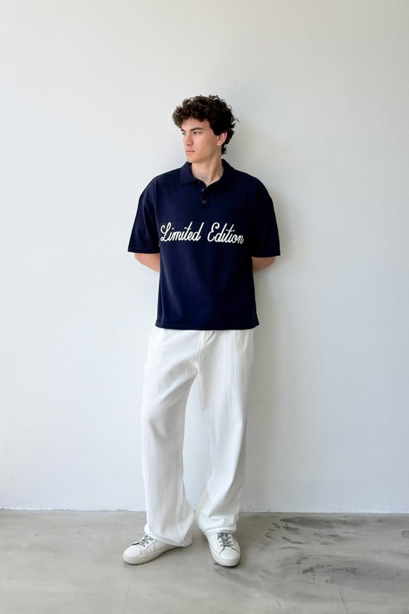 Limited Edition Baskılı Triko Polo Yaka Tişört