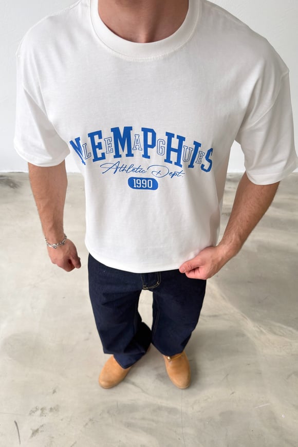 Memphis Baskılı Ekru Tişört