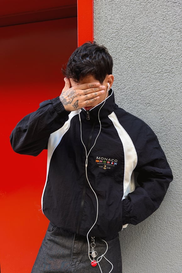 Piped Shadow Black-Ecru blue Jacket