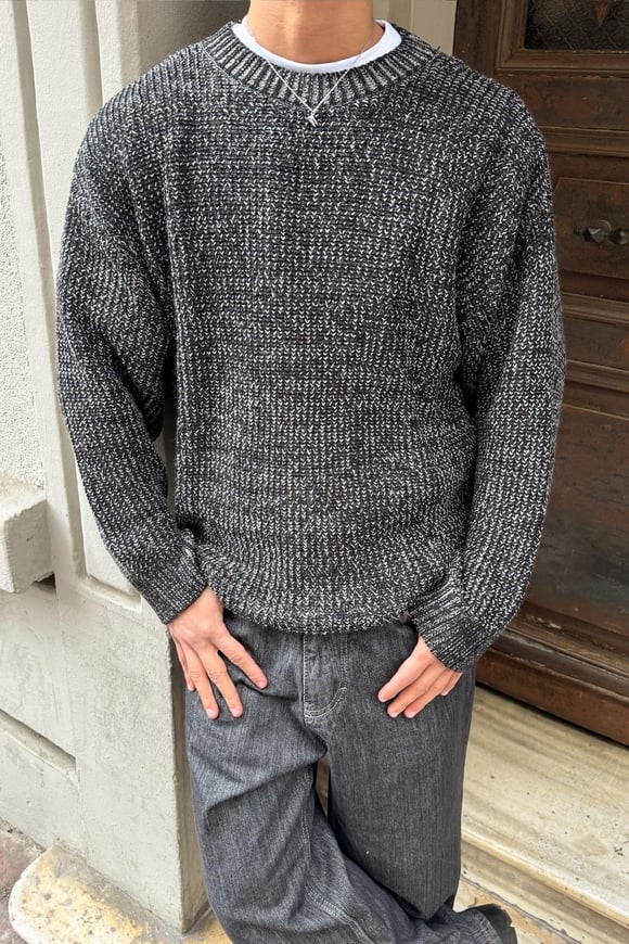 Örgü Model Triko Kazak Siyah