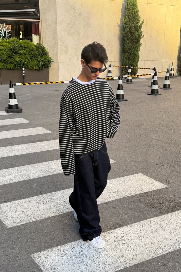 Pier Black Stripe Tee