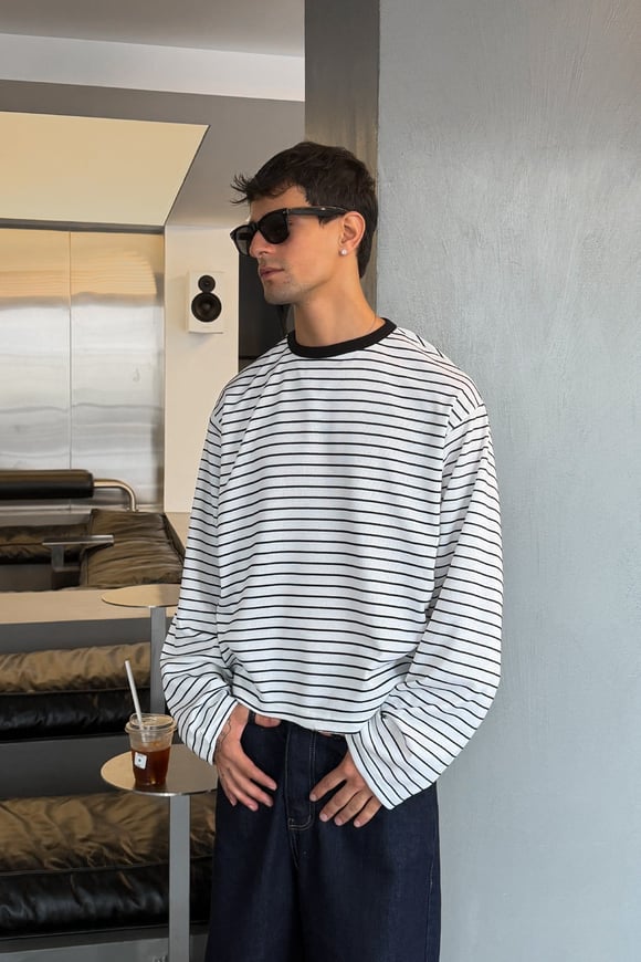 Pier White Stripe Tee
